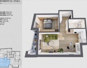 Apartament de 2 camere, destinatie BIROU, imobil nou de lux, zona centrala !